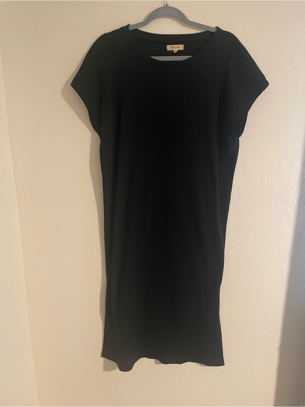 Madewell Black Cap-Sleeve Midi Shift Dress